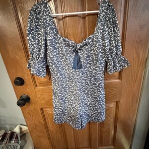 Altar'd State Navy Floral Blouse